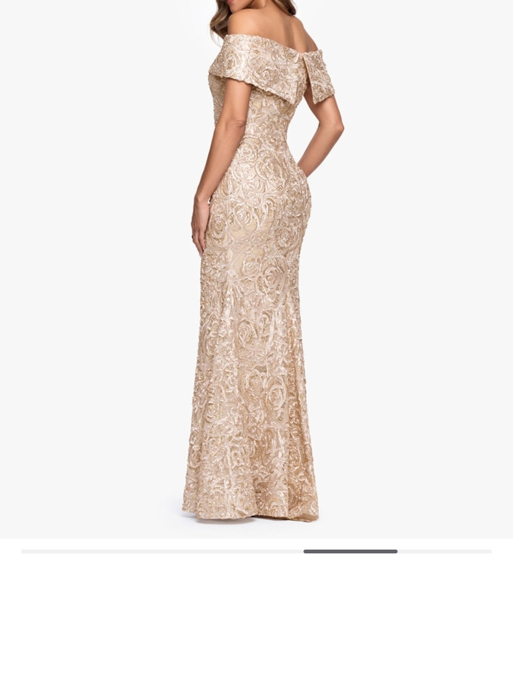Off-Shoulder Evening Gown in Champagne - Picture 2 of 5